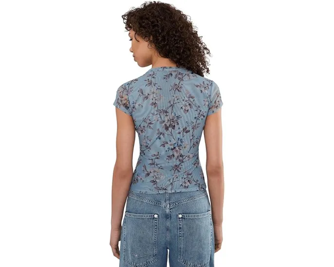 Футболка AllSaints Ellie Mesh с принтом и коротким рукавом из переработанного полиэстера