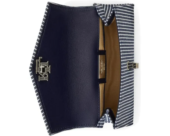 Маленькая сумка кроссбоди Farrah из полосатого холста Lauren Ralph Lauren с поворотным замком