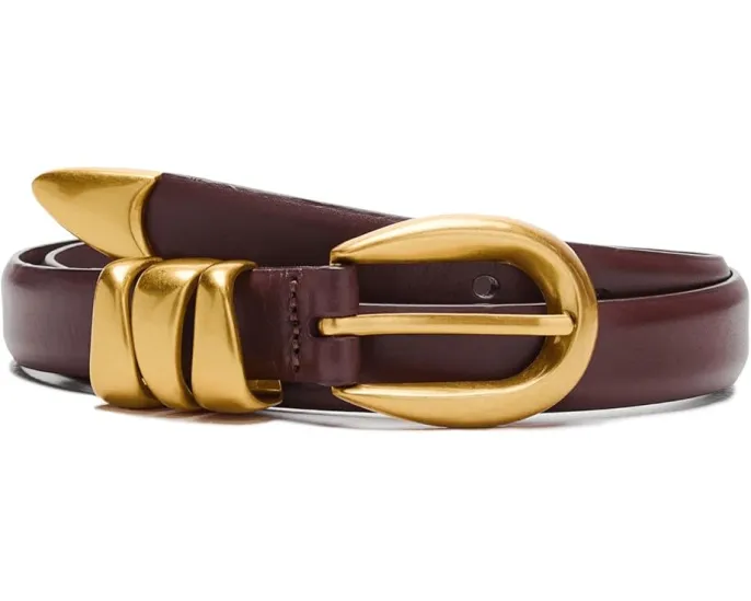Широкий кожаный ремень Madewell Triple Metal Keeper с массивной пряжкой