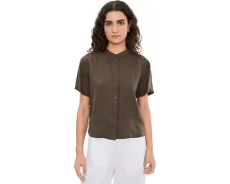 Рубашка Eileen Fisher с воротником-стойкой из органического льна