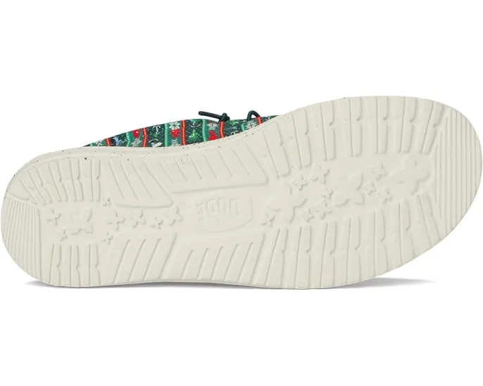 Кроссовки Hey Dude Wally Fishmas Sweater с новогодним принтом и эластичными шнурками