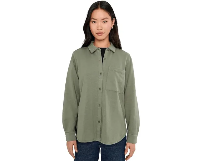 Eileen Fisher Рубашка с классическим воротником из окрашенного в готовом виде махрового полотна