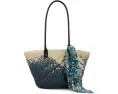 Calypso Woven Tote W/ Greek Floral Scarf