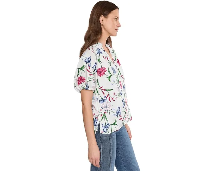 Блузка CeCe с воротником-рюшем и разрезом на горловине