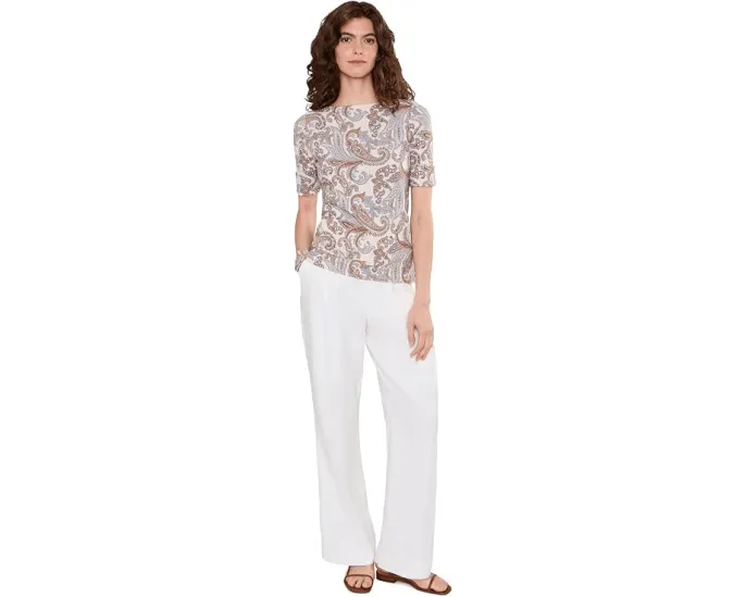 Топ с вырезом лодочкой Paisley из хлопка с эластаном Lauren Ralph Lauren