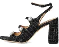 Босоножки Badgley Mischka Vella на квадратном каблуке с твидовым верхом и жемчужным декором