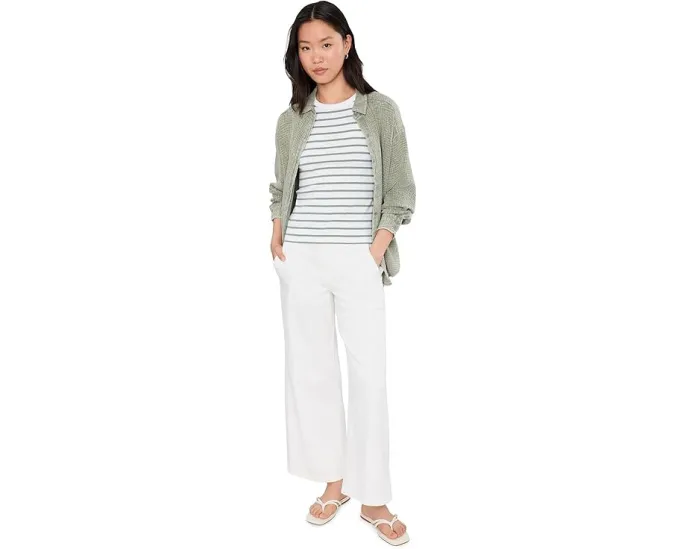 Майка Lilla P с высоким вырезом в рубчатую полоску облегающего кроя