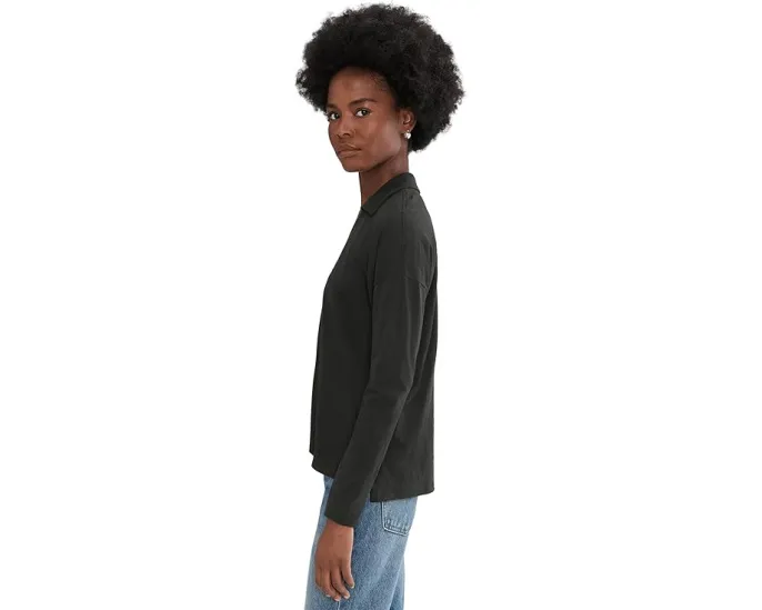 Топ Lilla P Easy Collared с V-образным вырезом и удлиненным силуэтом