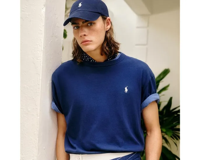 Классическая футболка Polo Ralph Lauren с круглым вырезом и вышитым логотипом
