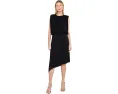 Асимметричное трикотажное платье Draped Asymmetrical Knit Dress Liverpool Los Angeles черное