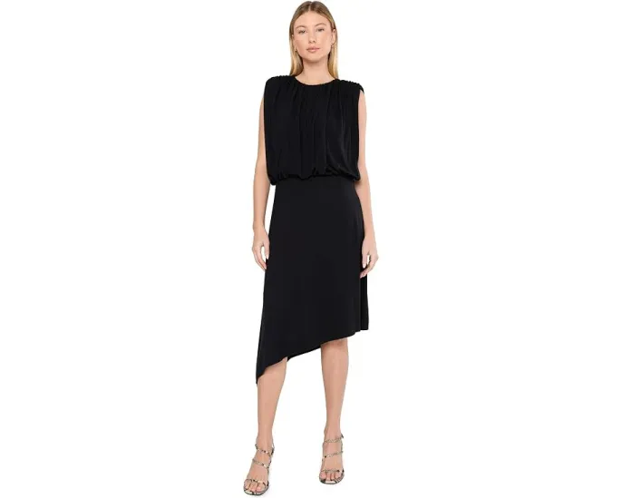Асимметричное трикотажное платье Draped Asymmetrical Knit Dress Liverpool Los Angeles черное