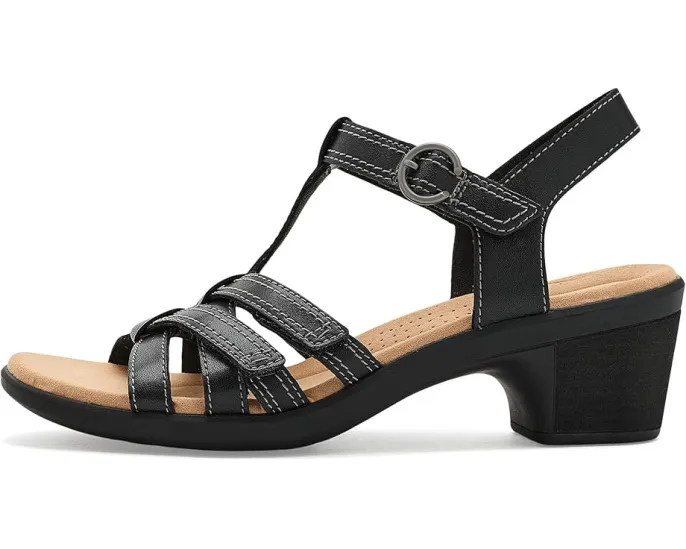 Сандалии Emily 2 Rose Clarks на квадратном каблуке с ремешками и стелькой Ultimate Comfort