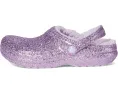 Блестящие кроксы Crocs Classic с подкладкой для детей на заднем ремешке