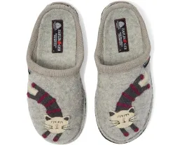 Тапочки Haflinger Katze из вареной шерсти с вышивкой
