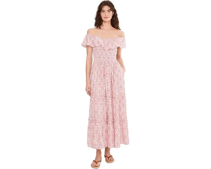 Платье Vince Camuto с открытыми плечами и ярусами из сборки