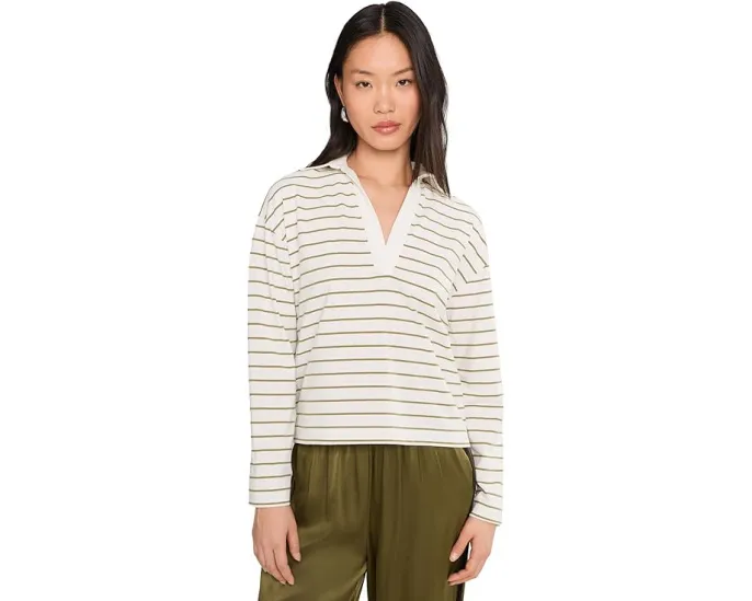 Vince Поло с длинным рукавом в полоску свободного кроя