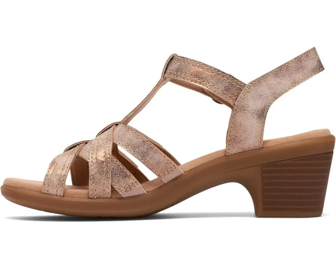 Сандалии Emily 2 Rose Clarks на квадратном каблуке с ремешками и стелькой Ultimate Comfort