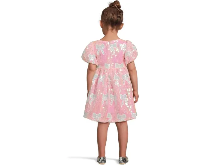 Lola and The Boys Платье с бантами из пайеток нежно-голубого цвета