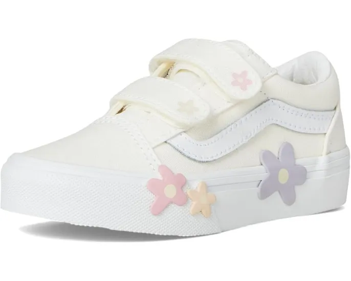 Кроссовки Vans Kids Old Skool V Flower с канвасовым верхом и липучками