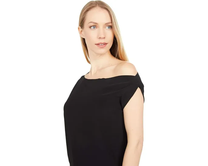 Топ с заниженным плечом Norma Kamali из матового джерси с четырехсторонним растяжением