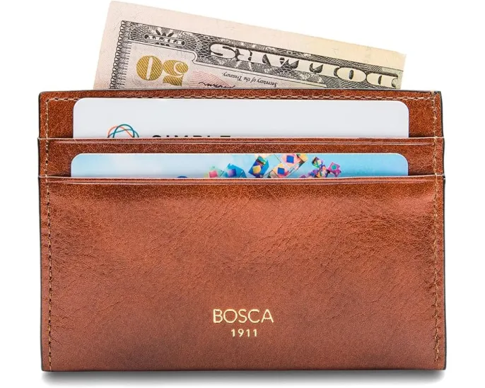 Компактный кошелек Bosca для выходных из состаренной кожи