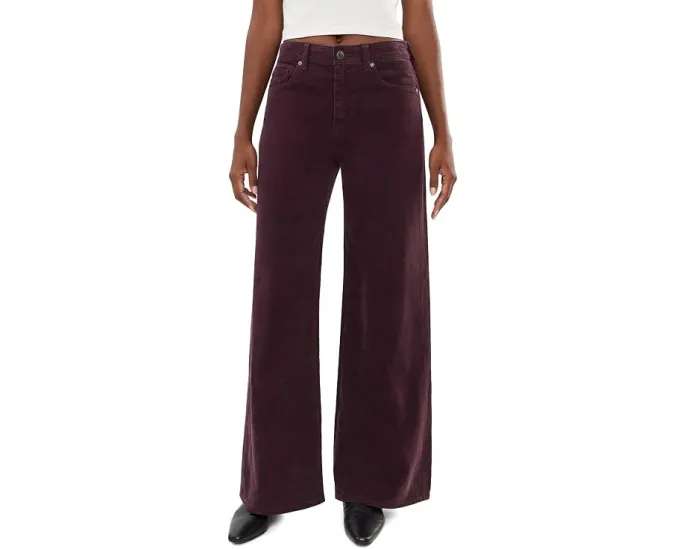 Брюки AG Jeans Saige Wide Leg из вельвета, посадка мидл-райз