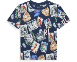 Футболка Polo Ralph Lauren Kids из хлопкового джерси с бейсбольным принтом
