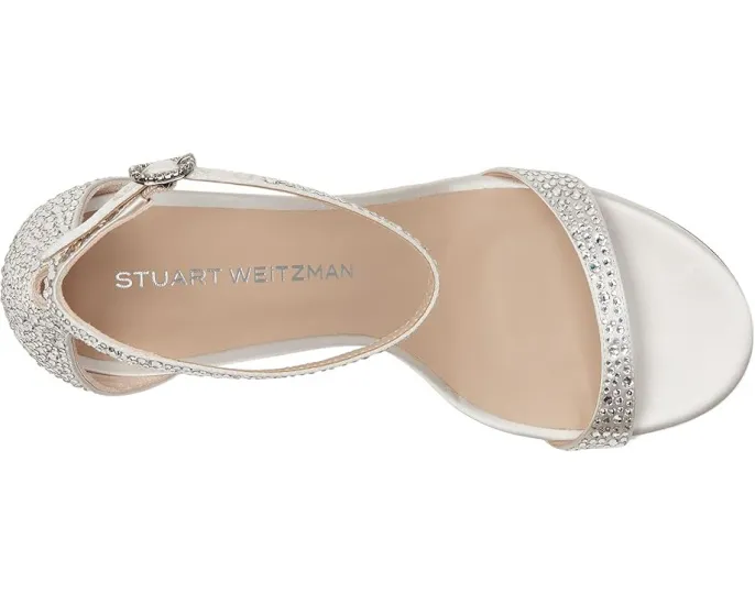 Босоножки Stuart Weitzman Nudist Shine 75 на тонком каблуке с шелковым верхом