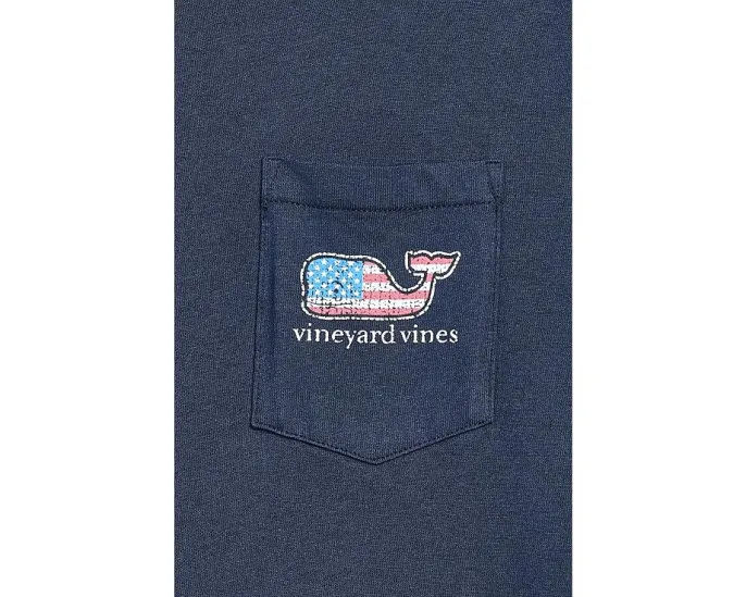 Детский футболка Vineyard Vines Flag Whale с карманом и коротким рукавом