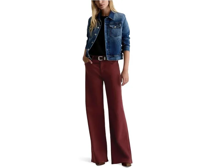 Широкие джинсы AG Saige Mid-Rise Wide Leg из смесовой ткани