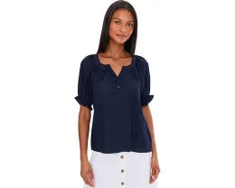 Блуза Liverpool Los Angeles с коротким рукавом и планкой на полпуговицы