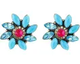 Серьги Betsey Johnson Turqs and Caicos Flower Stud с кристаллами