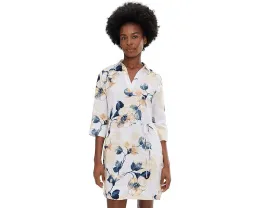Платье-трапеция Tommy Bahama Beleza Blossom с рукавом 3/4 и воротником