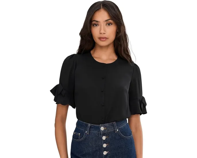 Топ CeCe с пышным рукавом до локтя и бантом