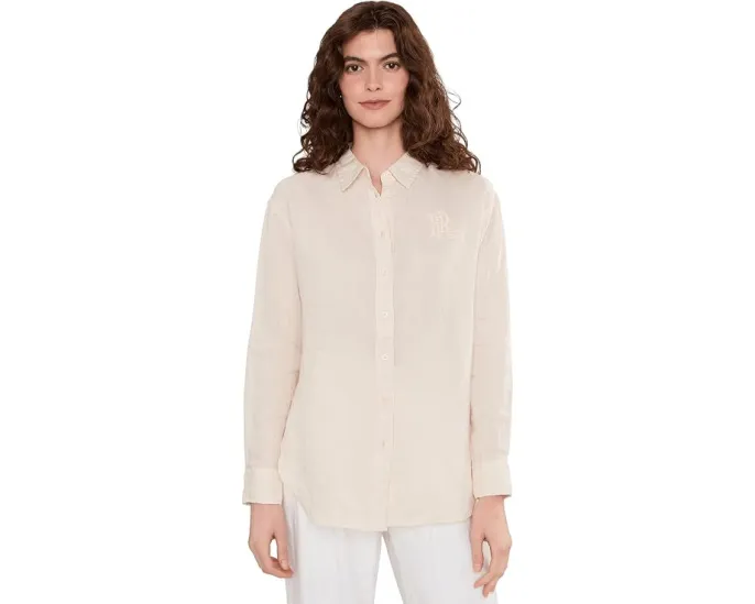 Свободная льняная рубашка Lauren Ralph Lauren из маскарпоне