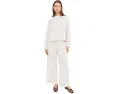 Eileen Fisher Органические хлопковые брюки Pucker Check Ankle Wide Pant Белые