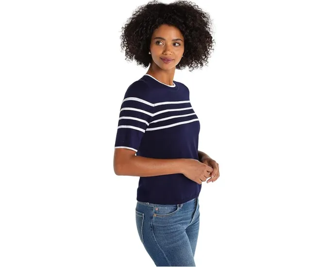 Свитер Liverpool Los Angeles с коротким рукавом и круглой горловиной в полоску