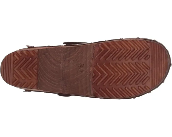 Кожаные сабо Sanita Kristel с деревянной подошвой и пряжкой