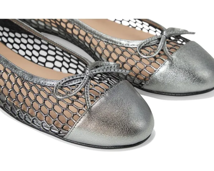 Балетки Meadow от French Sole из металлизированной кожи с плетеным узором