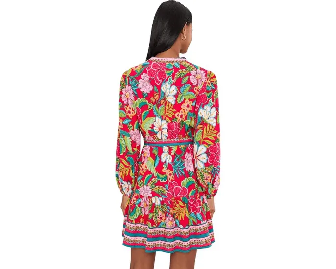 Короткое платье Short Printed Rayon с поясом на завязках от Adrianna Papell