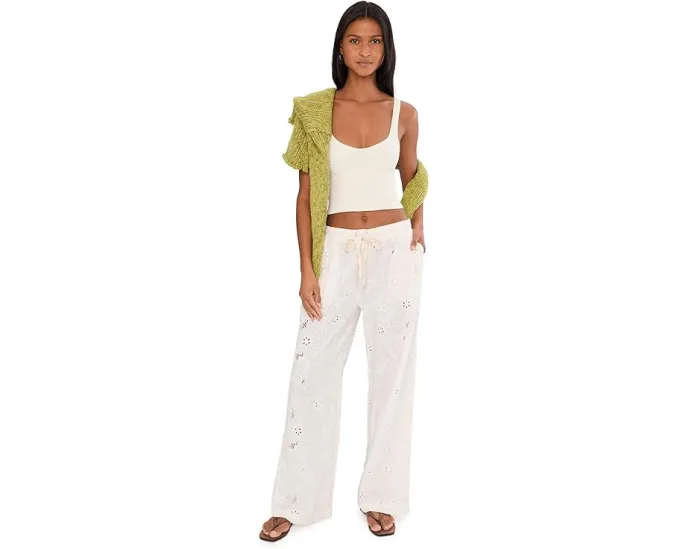 Штаны Free People Day Drift с цветочной вышивкой и широким кроем