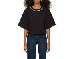 Sanctuary укороченная футболка с декором на горловине