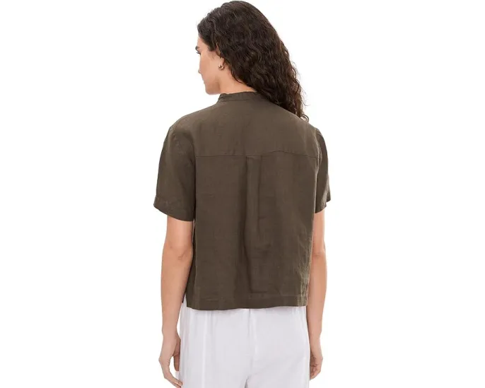 Рубашка Eileen Fisher с воротником-стойкой из органического льна
