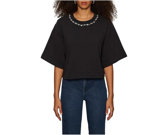 Sanctuary укороченная футболка с декором на горловине