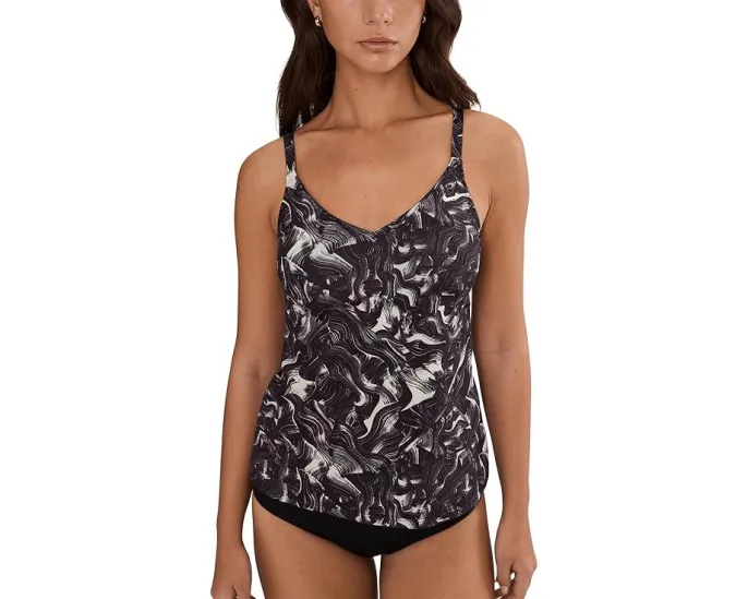 Танкини Nike Expressive Brushstrokes V-neck с устойчивой к хлору тканью и средней поддержкой