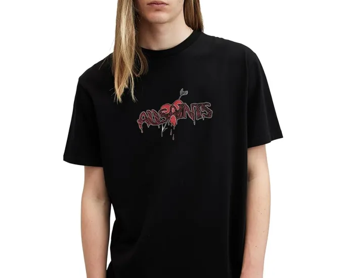 Футболка AllSaints Bereft с коротким рукавом и кожаной подкладкой