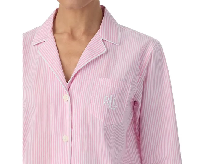 Пижамный набор Lauren Ralph Lauren Cotton Woven Long Sleeve Notch Collar PJ Set