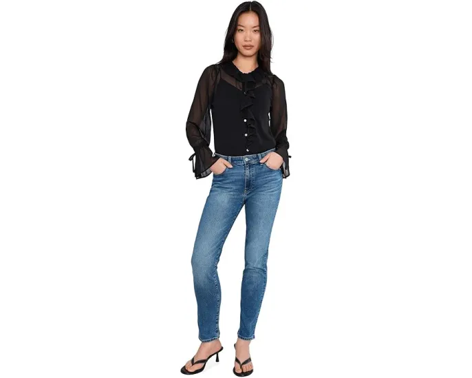 Джинсы Mari Mid-Rise Slim Straight с прямой средней посадкой в цвете Charmed от AG Jeans