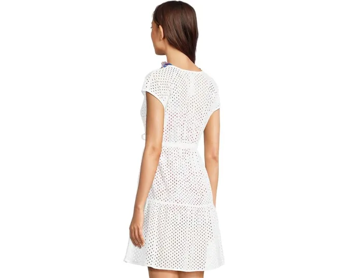 Короткое платье Tommy Bahama Eyelet Cove с V-образным вырезом и кулиской