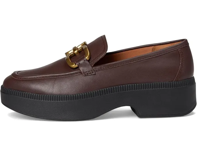 Лоферы FitFlop F-Luma из кожи с квадратной цепью и технологией комфорта